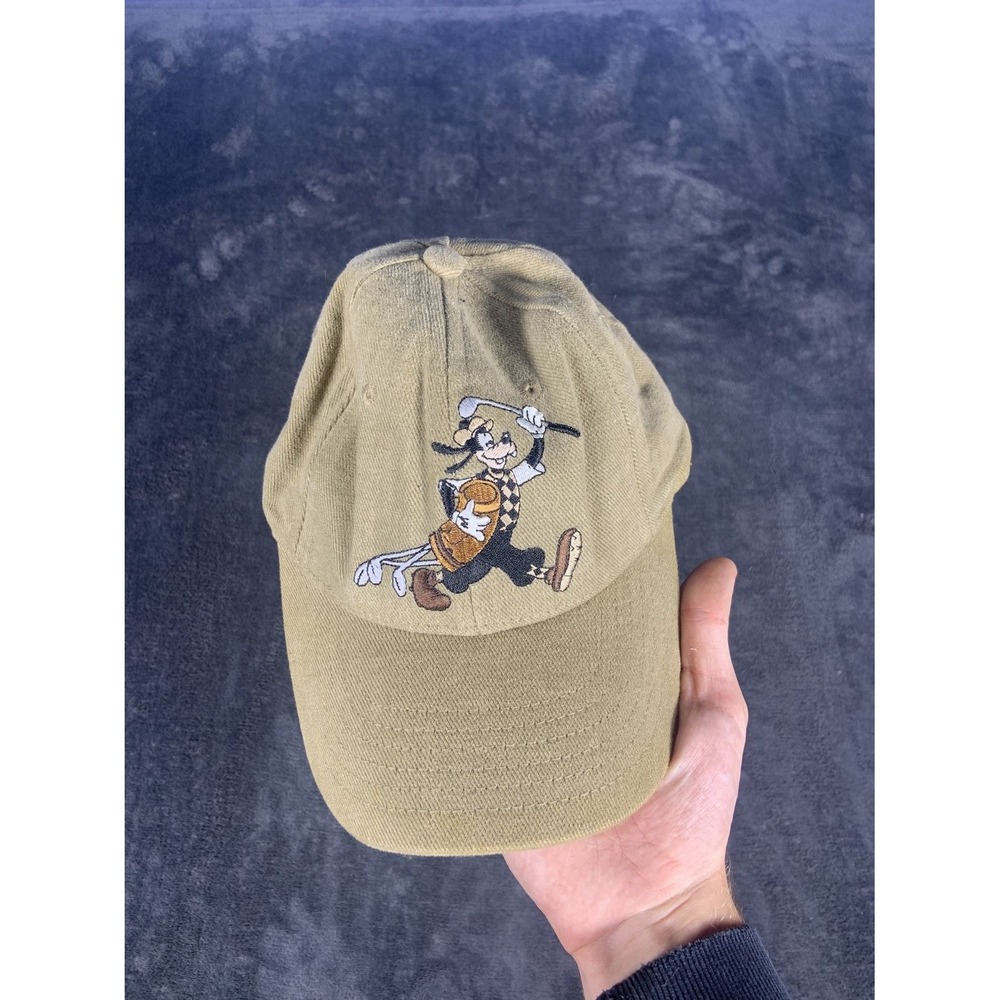 Vintage Disney Goofy Golfing Baseball Hat Khaki Cotton Twill Strapback Dad Cap